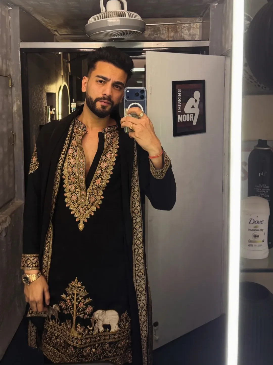 Elvish Yadav Edition Black Embroidered Kurta