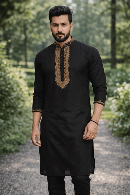 Midnight Black Embroidered Kurta Set