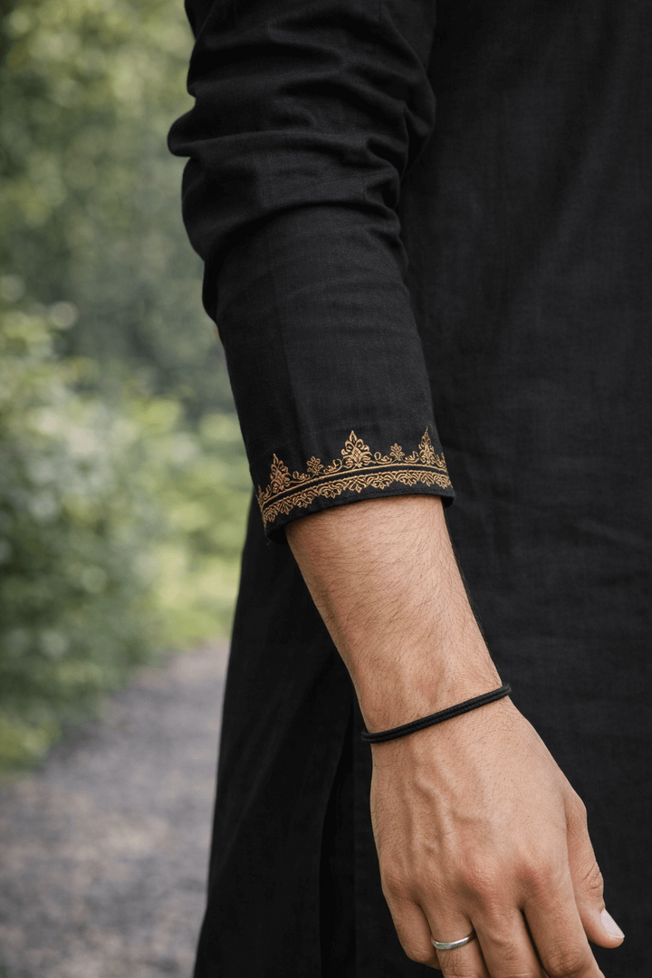 Midnight Black Embroidered Kurta Set