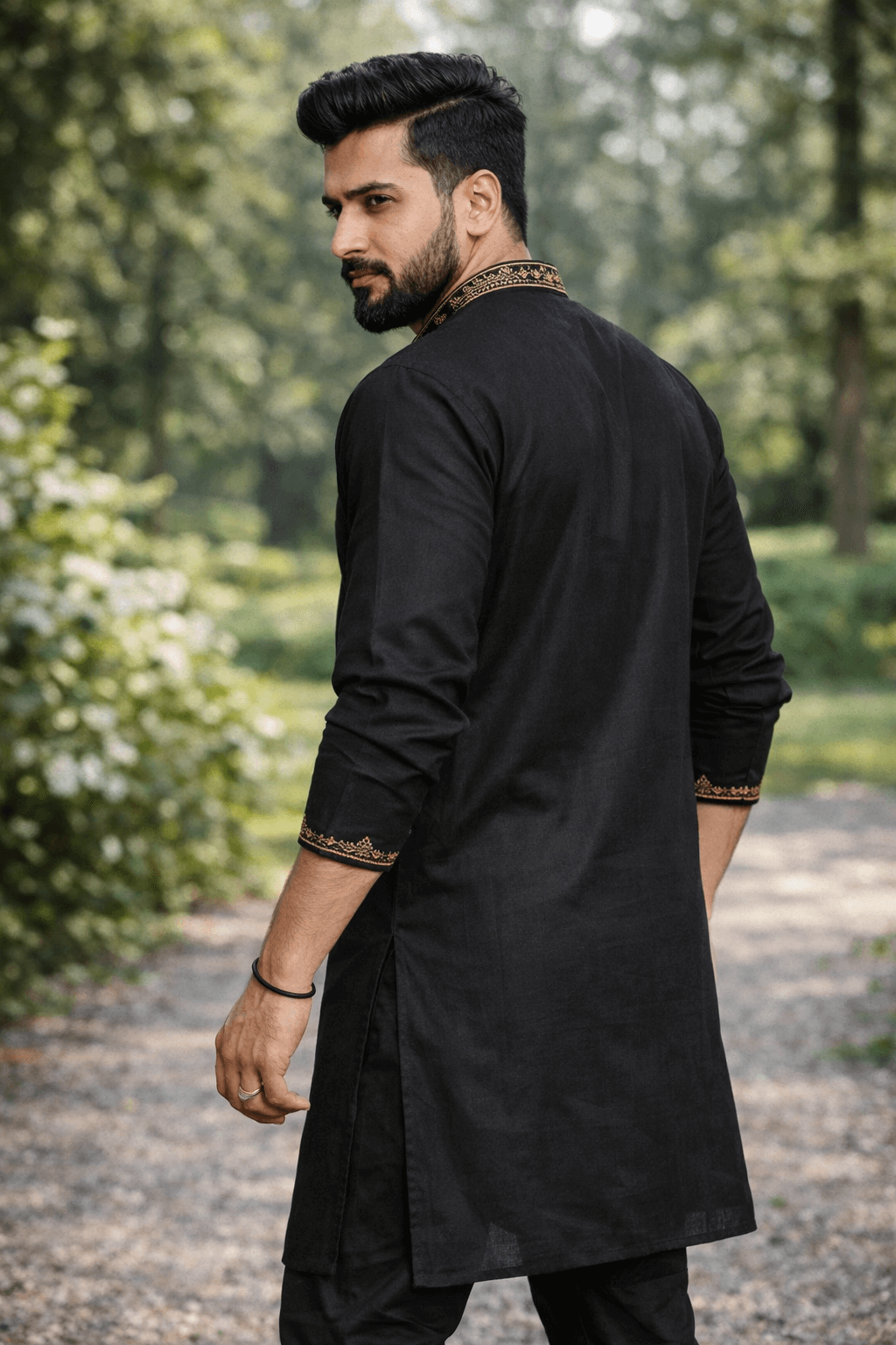 Midnight Black Embroidered Kurta Set