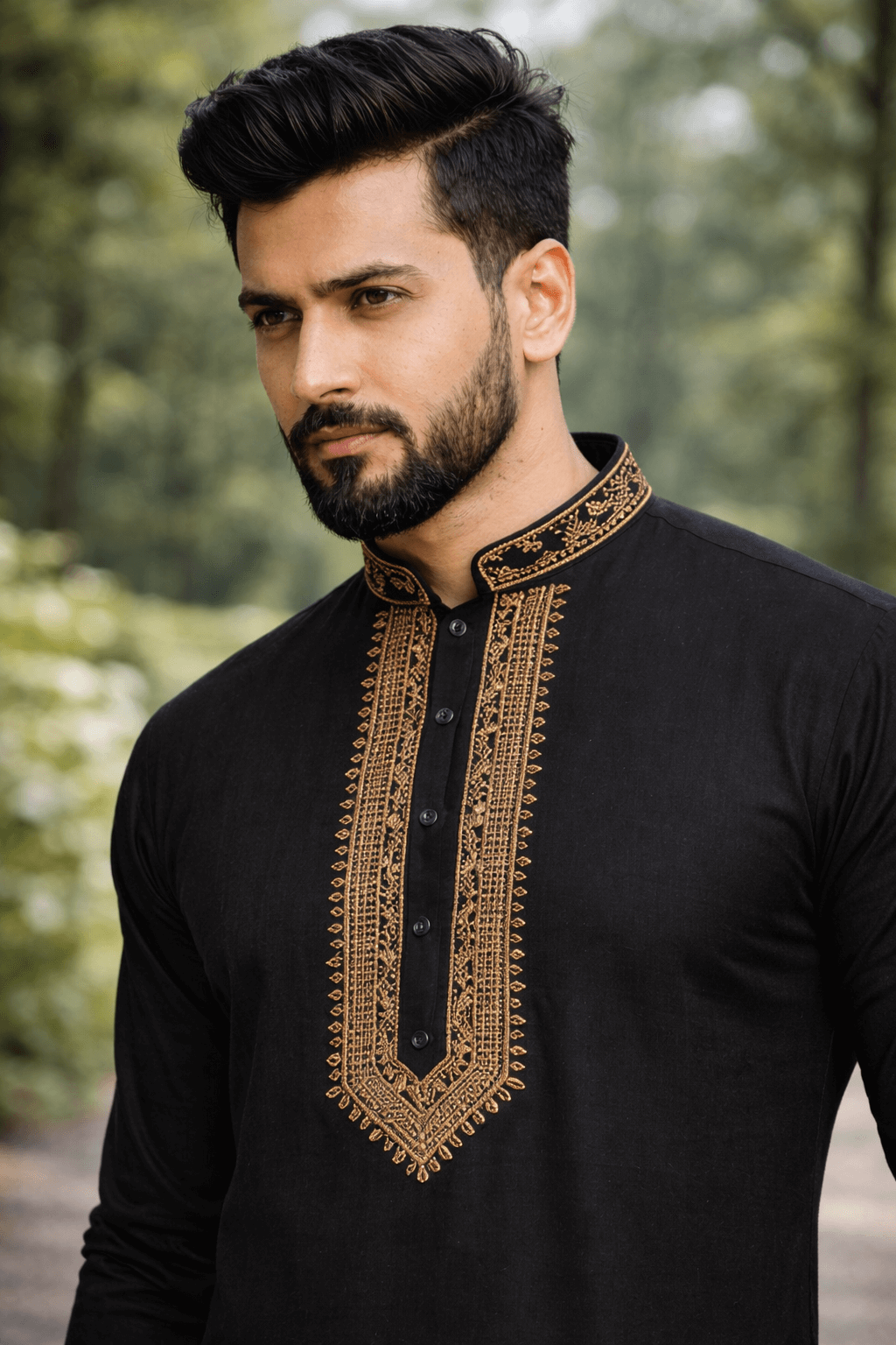 Midnight Black Embroidered Kurta Set
