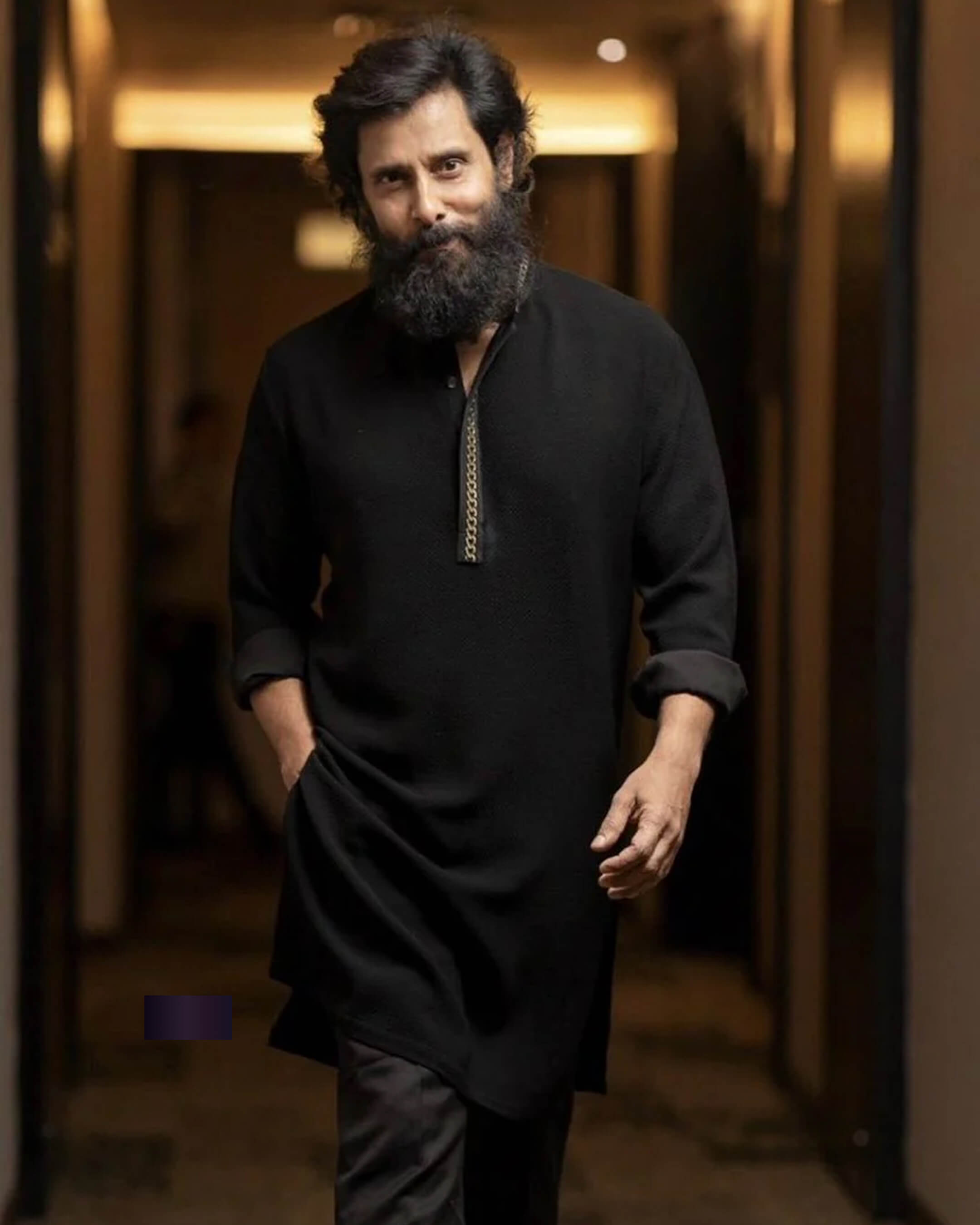 Midnight Black Premium Fabric Kurta Set