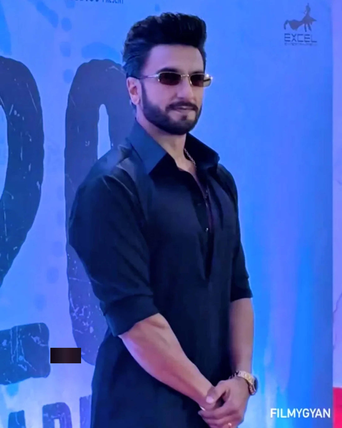 Ranveer Singh Inspired Black Armani Satin Kurta Pajama Set