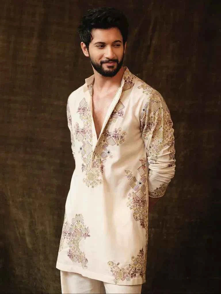 Ivory Festive Embroidered Kurta Set