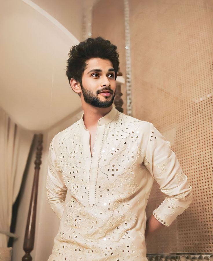 Premium Cream Mirror Work Kurta Set with Trousers