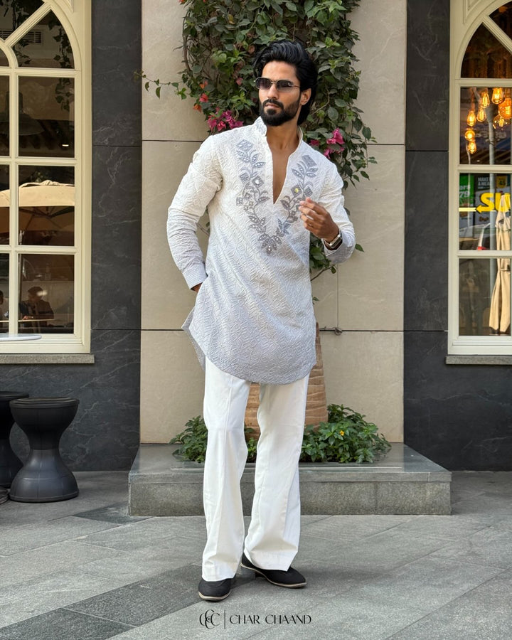 Premium White Indo-Western Kurta Set for Men