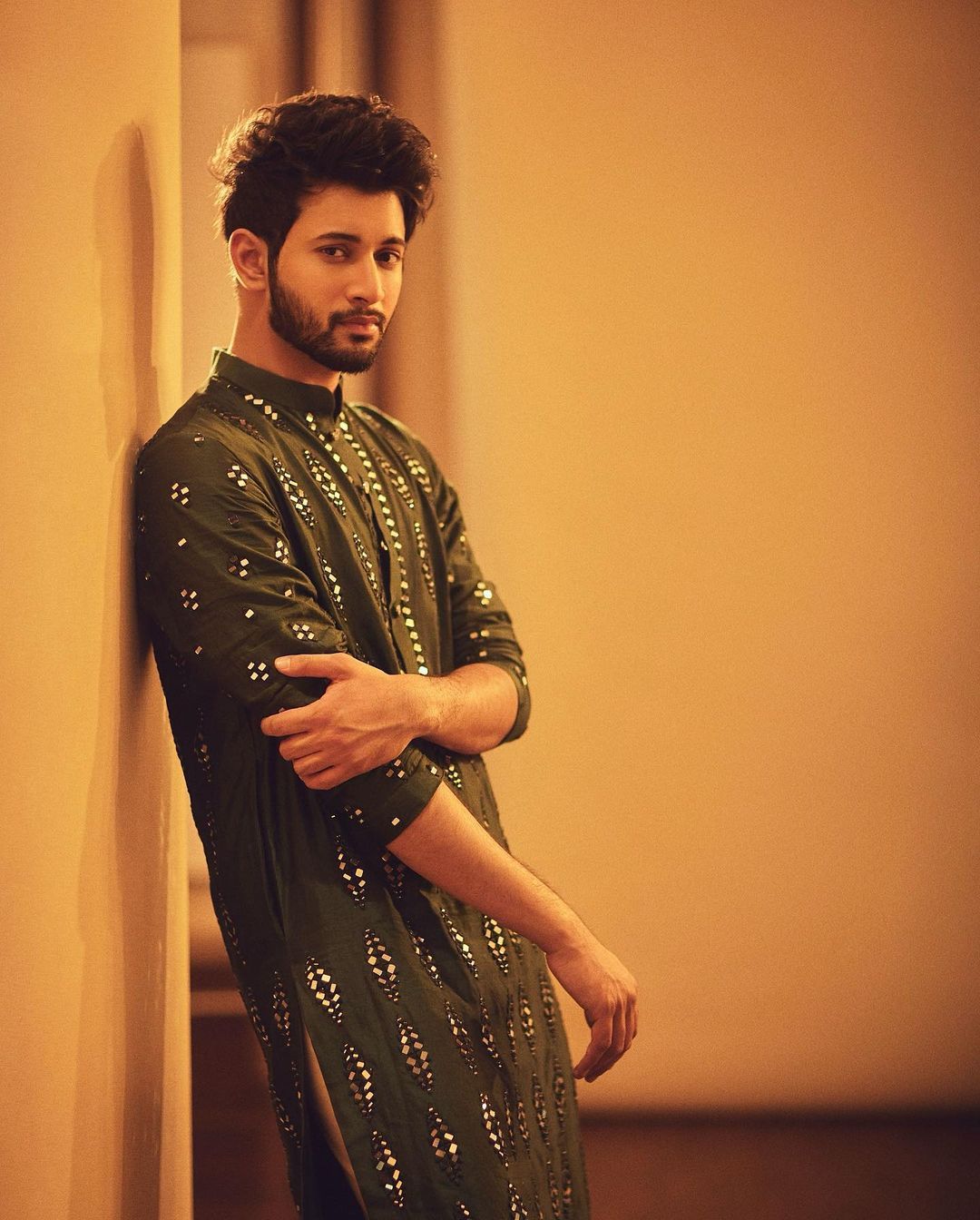 Royal Black Embroidered Kurta Set for Men